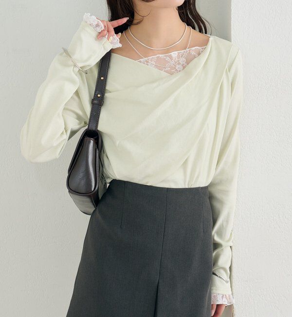  「レースドッキングオフショルロンT」|Tシャツ・カットソー|