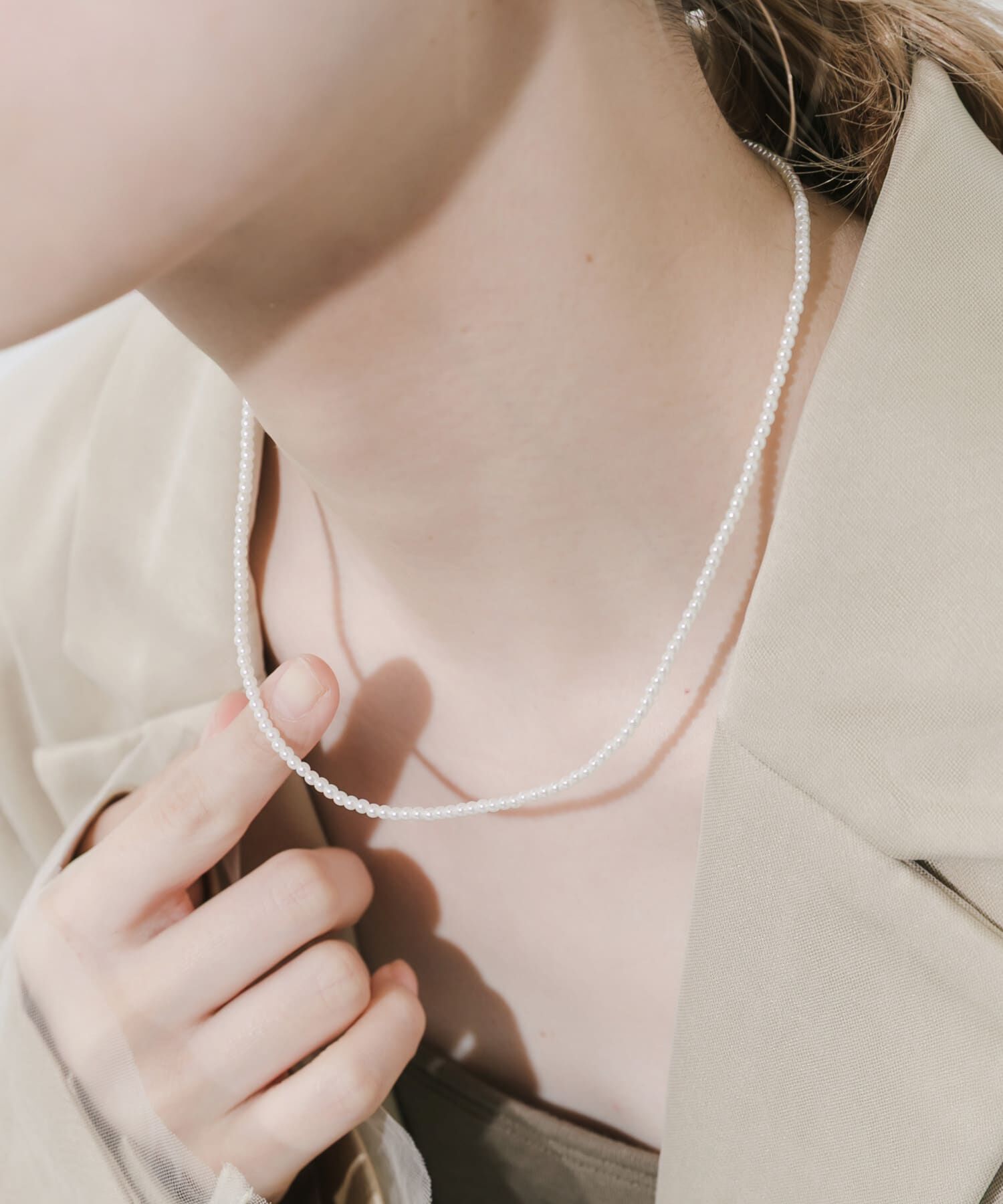 SMELLY「ステンレスパールネックレス」|ネックレス|ホワイト