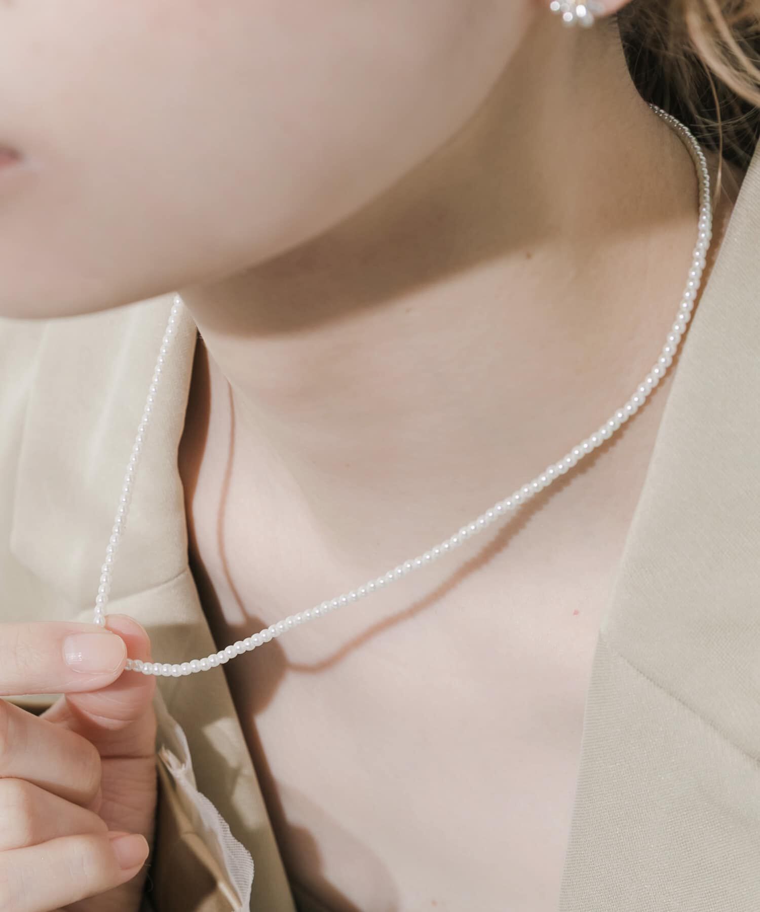 SMELLY「ステンレスパールネックレス」|ネックレス|