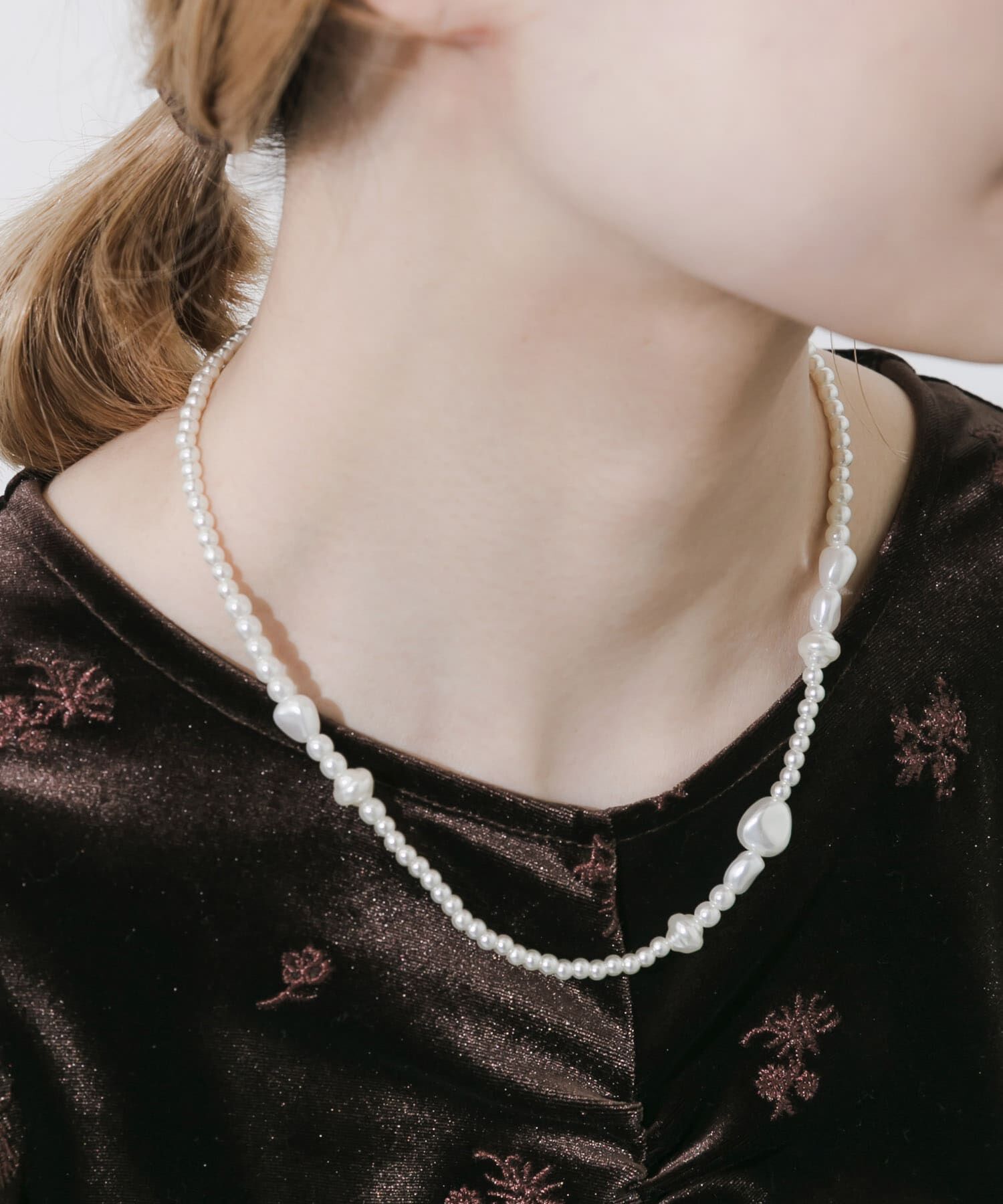 SMELLY「ミックスパールネックレス」|ネックレス|ホワイト