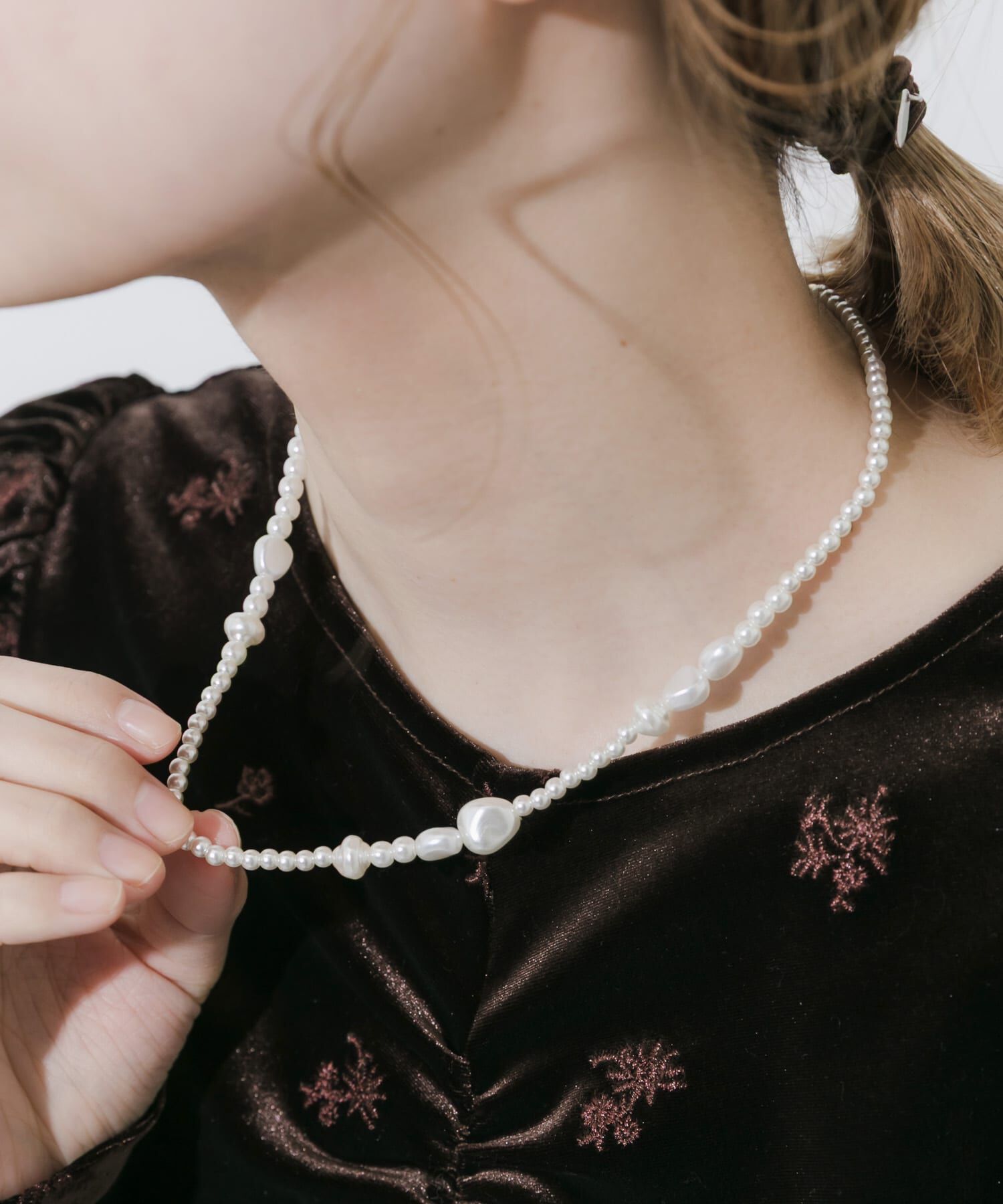 SMELLY「ミックスパールネックレス」|ネックレス|