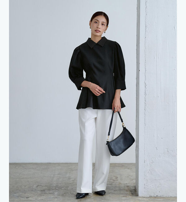 ur's「【星玲奈さんコラボアイテム】2way襟付タックペプラムトップス」|Tシャツ・カットソー|