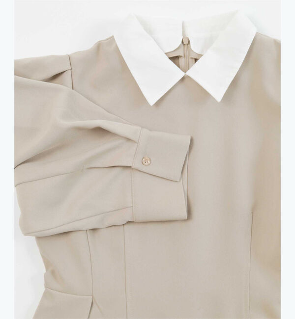 ur's「【星玲奈さんコラボアイテム】2way襟付タックペプラムトップス」|Tシャツ・カットソー|