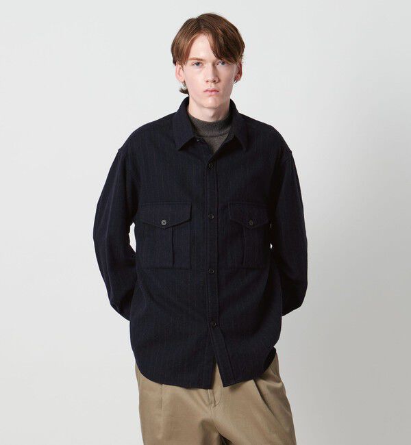 UNITED ARROWS「＜District＞シュリンク サージ 2ポケット シャツ」|シャツ・ブラウス|NAVY