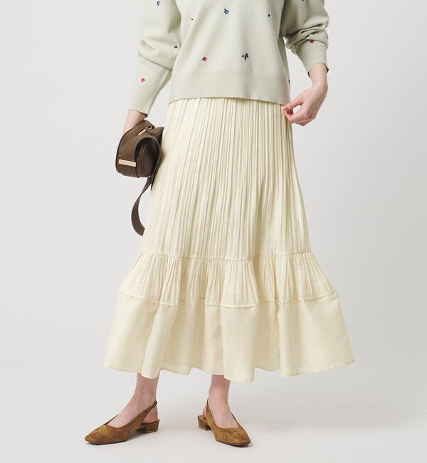 UNITED ARROWS「オーガンジー コンスト プリーツスカート」|スカート|OFF WHITE