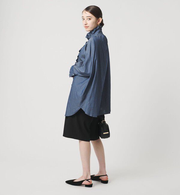 UNITED ARROWS「【別注】＜dahl&rsquo;ia＞シャンブレー フリルブラウス」|シャツ・ブラウス|