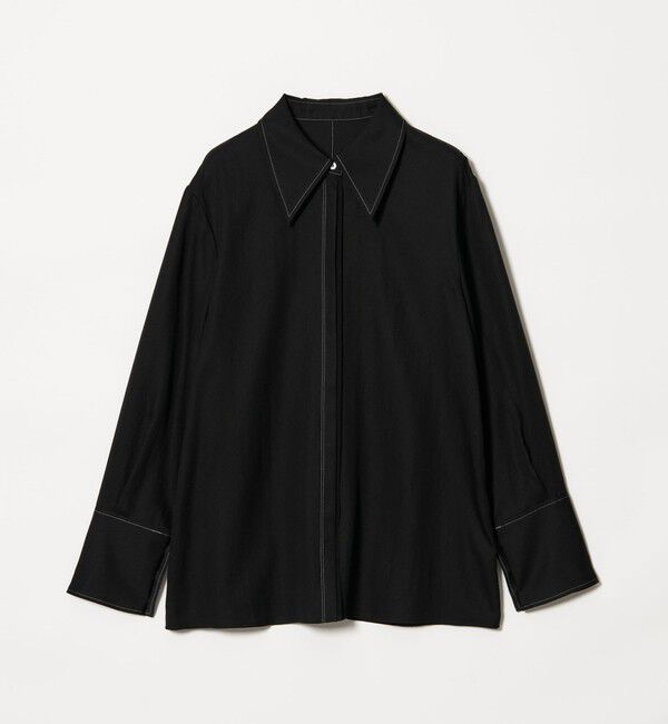 EMMEL REFINES「＜EMMEL REFINES＞EM レイヤーヒヨク ステッチ シャツ」|シャツ・ブラウス|BLACK