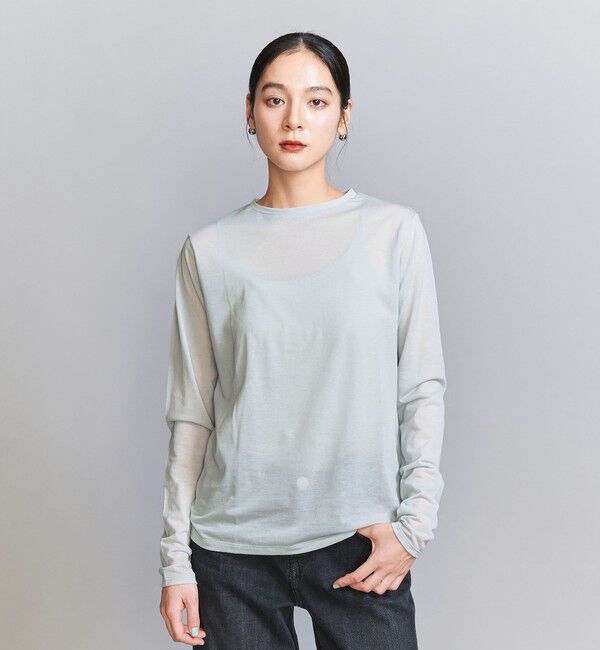 BEAUTY&YOUTH UNITED ARROWS「コットンナイロン天竺 シアー クルーネック Tシャツ」|Tシャツ・カットソー|LT.BLUE