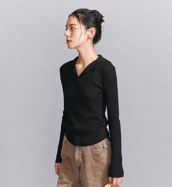 BEAUTY&YOUTH UNITED ARROWS「コットンリブ オープンカラーニット -ウォッシャブル-」|ニット・セーター|