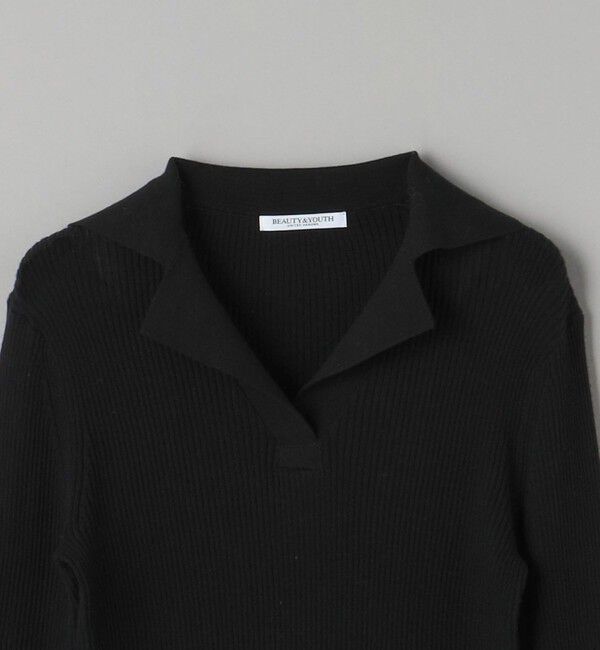 BEAUTY&YOUTH UNITED ARROWS「コットンリブ オープンカラーニット -ウォッシャブル-」|ニット・セーター|