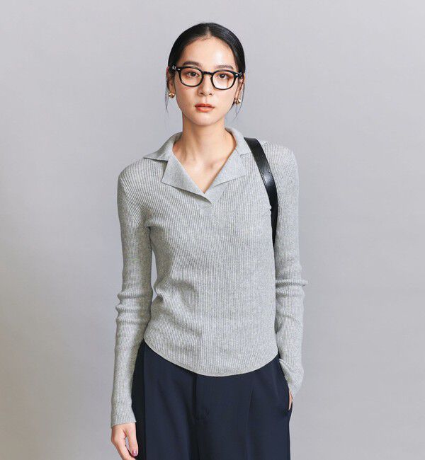 BEAUTY&YOUTH UNITED ARROWS「コットンリブ オープンカラーニット -ウォッシャブル-」|ニット・セーター|