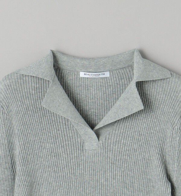 BEAUTY&YOUTH UNITED ARROWS「コットンリブ オープンカラーニット -ウォッシャブル-」|ニット・セーター|