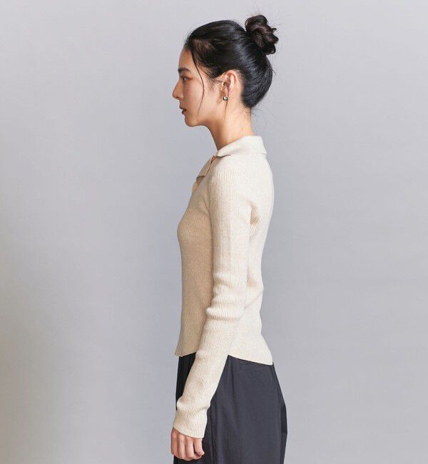 BEAUTY&YOUTH UNITED ARROWS「コットンリブ オープンカラーニット -ウォッシャブル-」|ニット・セーター|