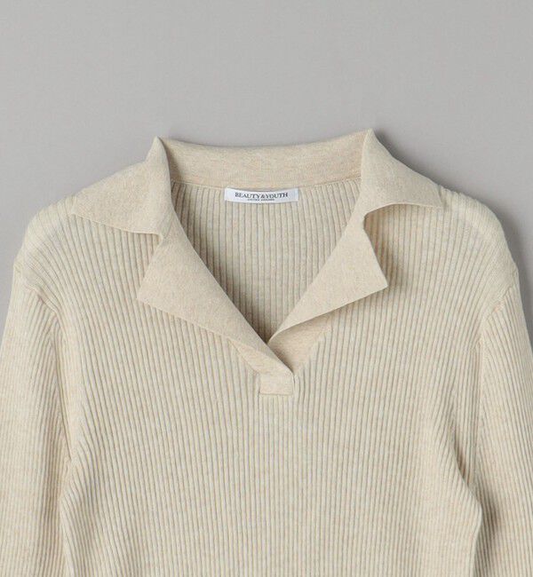 BEAUTY&YOUTH UNITED ARROWS「コットンリブ オープンカラーニット -ウォッシャブル-」|ニット・セーター|