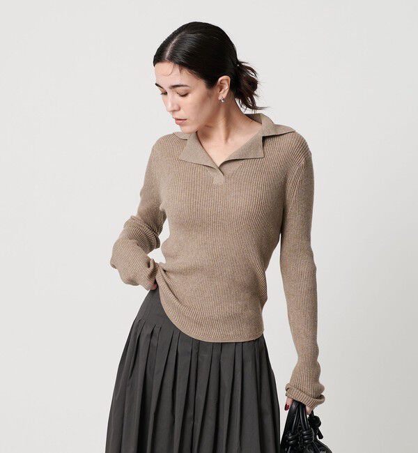 BEAUTY&YOUTH UNITED ARROWS「コットンリブ オープンカラーニット -ウォッシャブル-」|ニット・セーター|MOCA