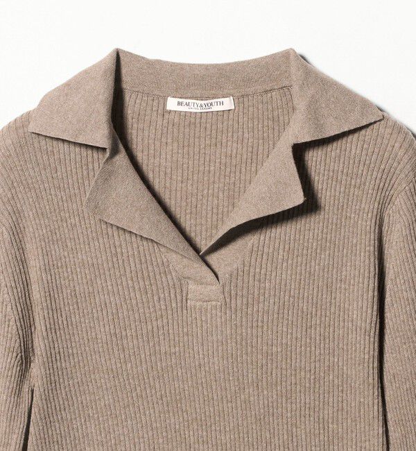 BEAUTY&YOUTH UNITED ARROWS「コットンリブ オープンカラーニット -ウォッシャブル-」|ニット・セーター|