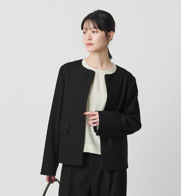 BEAUTY&YOUTH UNITED ARROWS「ツイードライク ノーカラージャケット」|ノーカラージャケット|BLACK