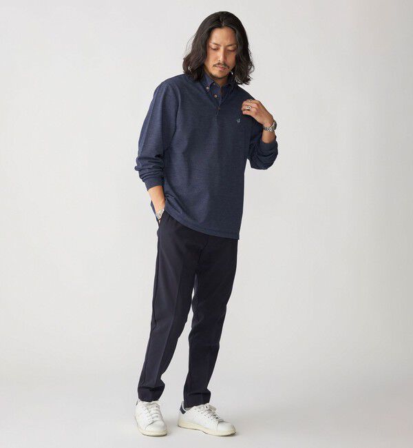 SHIPS「【WEB限定】SHIPS: 吸水速乾・UVケア Drymix（R）ワンポイントロゴ ボタンダウン 長袖ポロシャツ」|ポロシャツ|