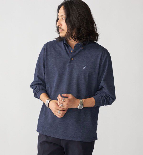 SHIPS「【WEB限定】SHIPS: 吸水速乾・UVケア Drymix（R）ワンポイントロゴ ボタンダウン 長袖ポロシャツ」|ポロシャツ|