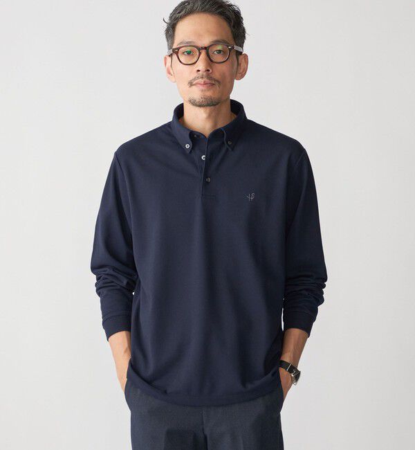 SHIPS「【WEB限定】SHIPS: 吸水速乾・UVケア Drymix（R）ワンポイントロゴ ボタンダウン 長袖ポロシャツ」|ポロシャツ|