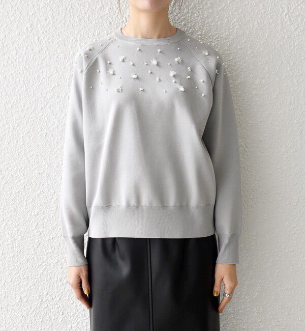 SHIPS any「SHIPS any:〈手洗い可能〉パールモチーフ ビジュー クルーネック ニット」|ニット・セーター|