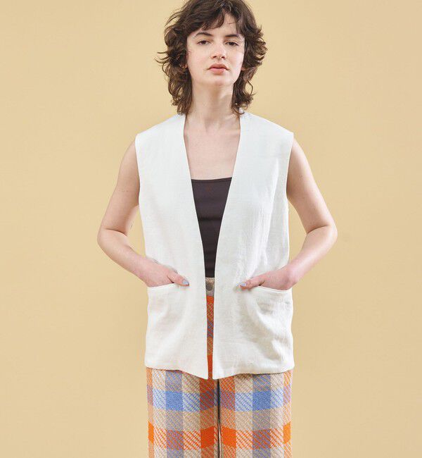 DES PRES「リネンファブリックコンビ ショートジレ」|ベスト・ジレ|