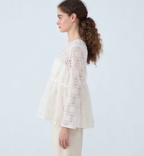 Ballsey「エンブロイダリーオーガンザ ウエストギャザーブラウス」|シャツ・ブラウス|