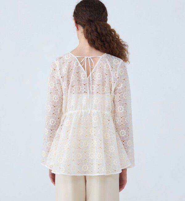 Ballsey「エンブロイダリーオーガンザ ウエストギャザーブラウス」|シャツ・ブラウス|