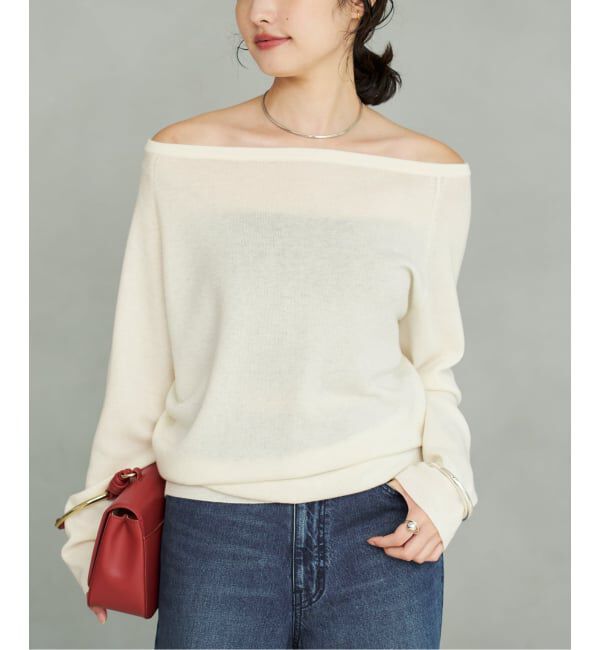 Plage「《追加予約》Off shoulder slit ニット 3」|ニット・セーター|ホワイト