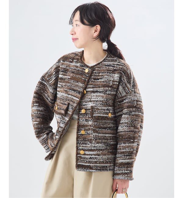 journal standard L'essage「【一部店舗＆WEB限定】GIOLICATWEED ドルマンジャケット 2」|ノーカラージャケット|