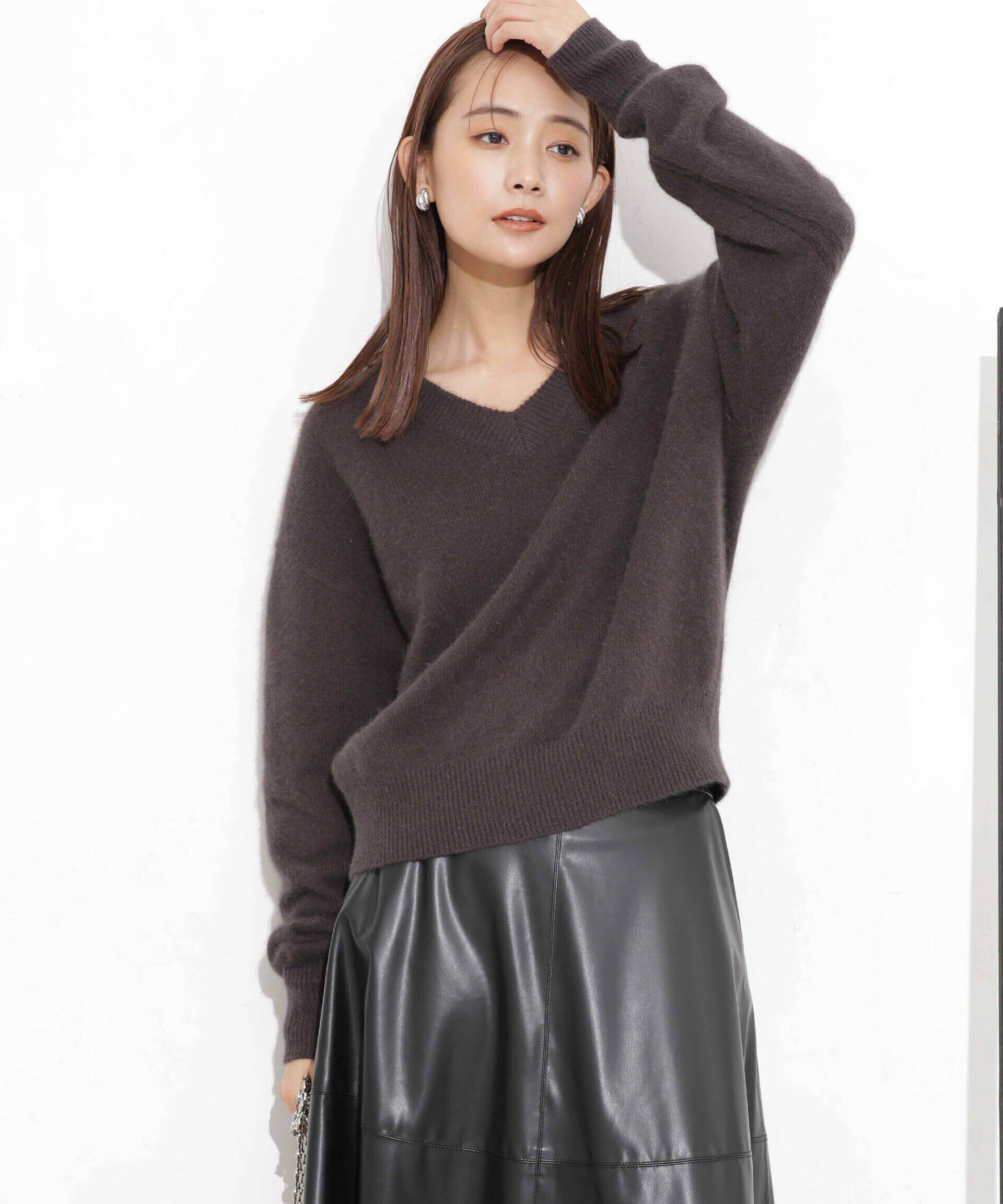 nano･universe「ウォッシャブルフォックス Vネックニットプルオーバー」|ニット・セーター|