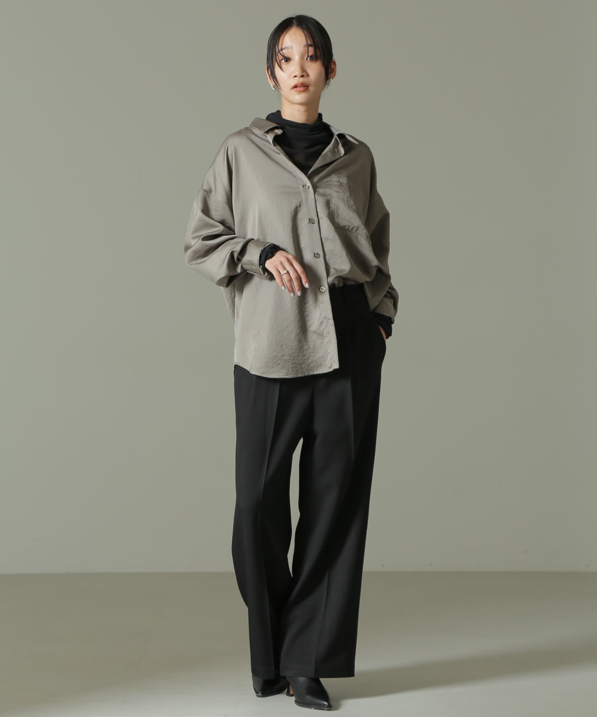 nano･universe「ウールライクタックワイドパンツ」|チノ|