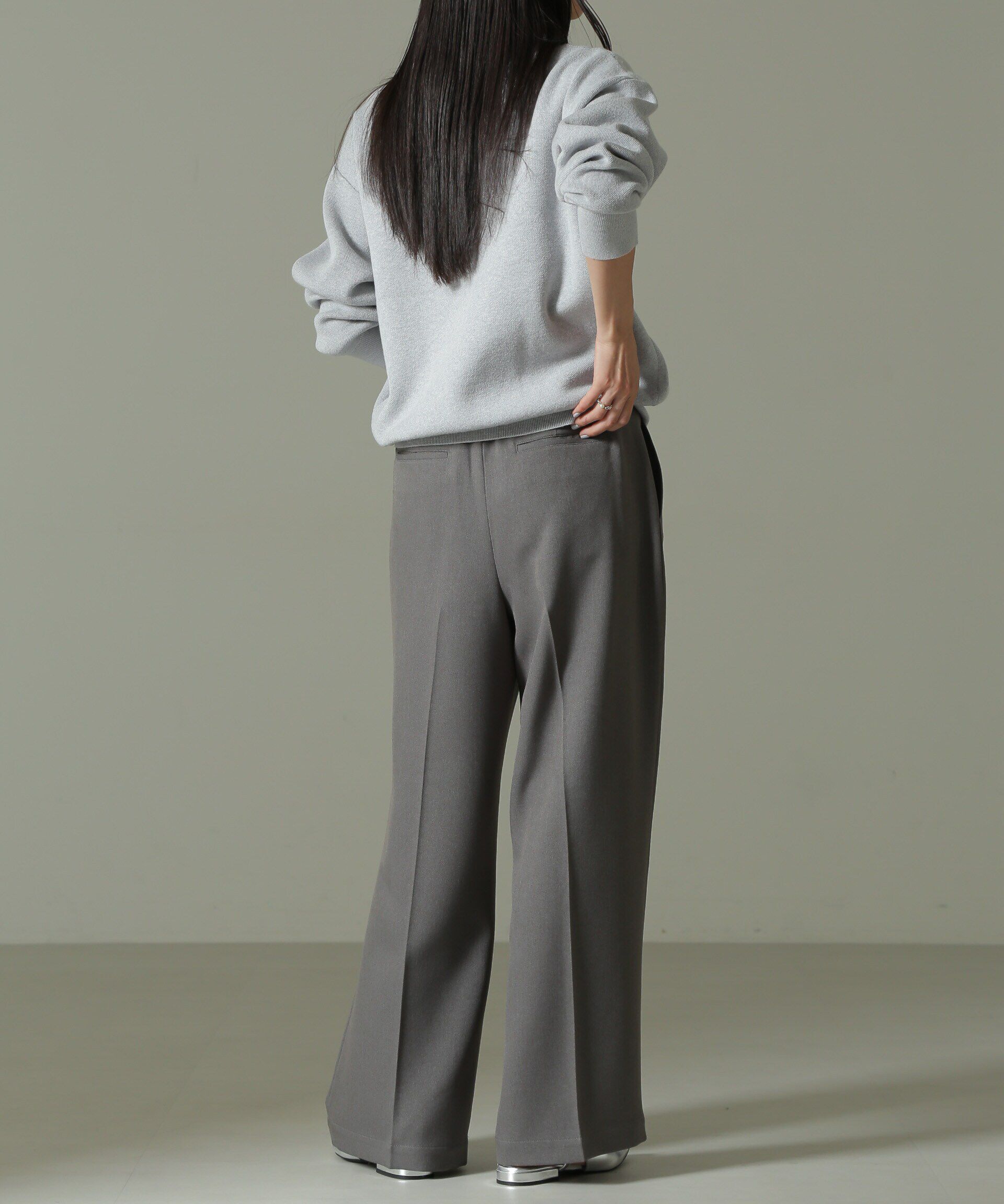 nano･universe「ウールライクタックワイドパンツ」|チノ|