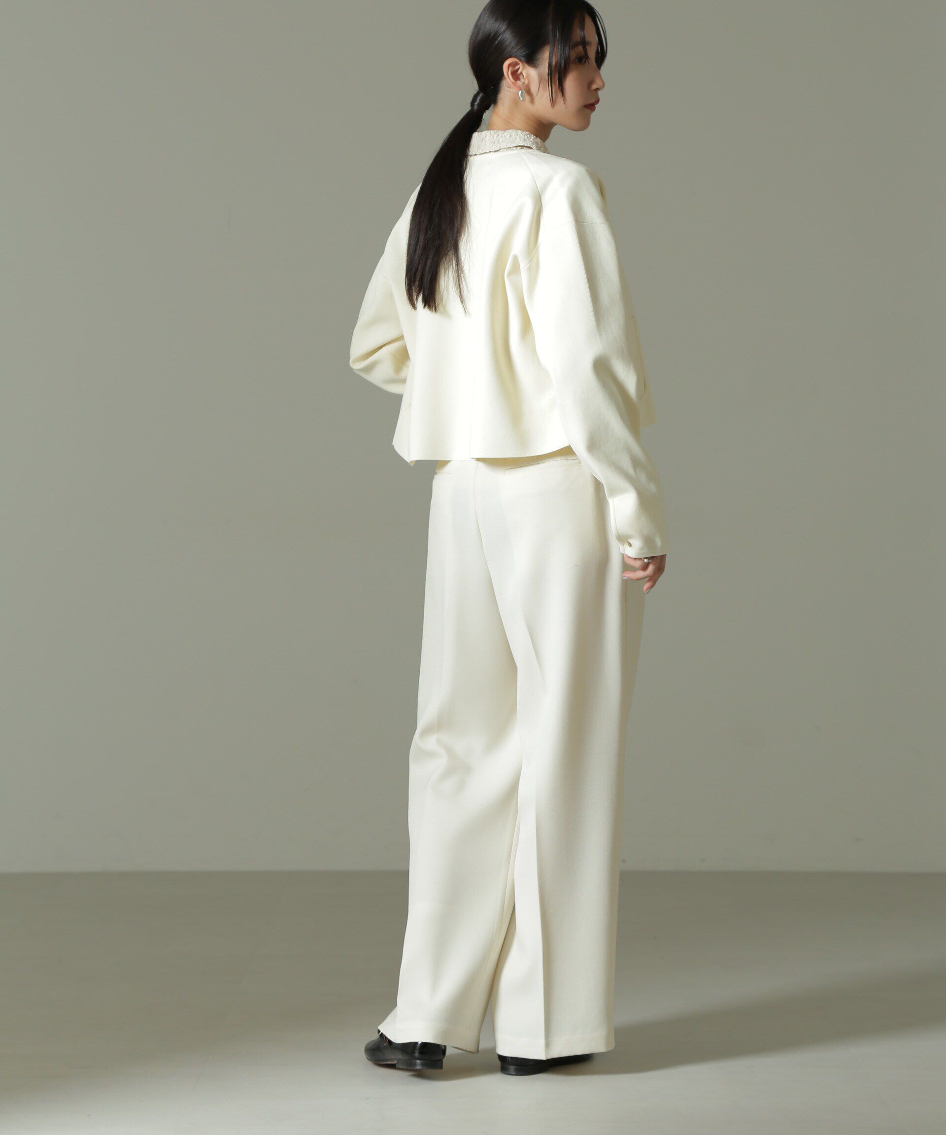 nano･universe「ウールライクタックワイドパンツ」|チノ|