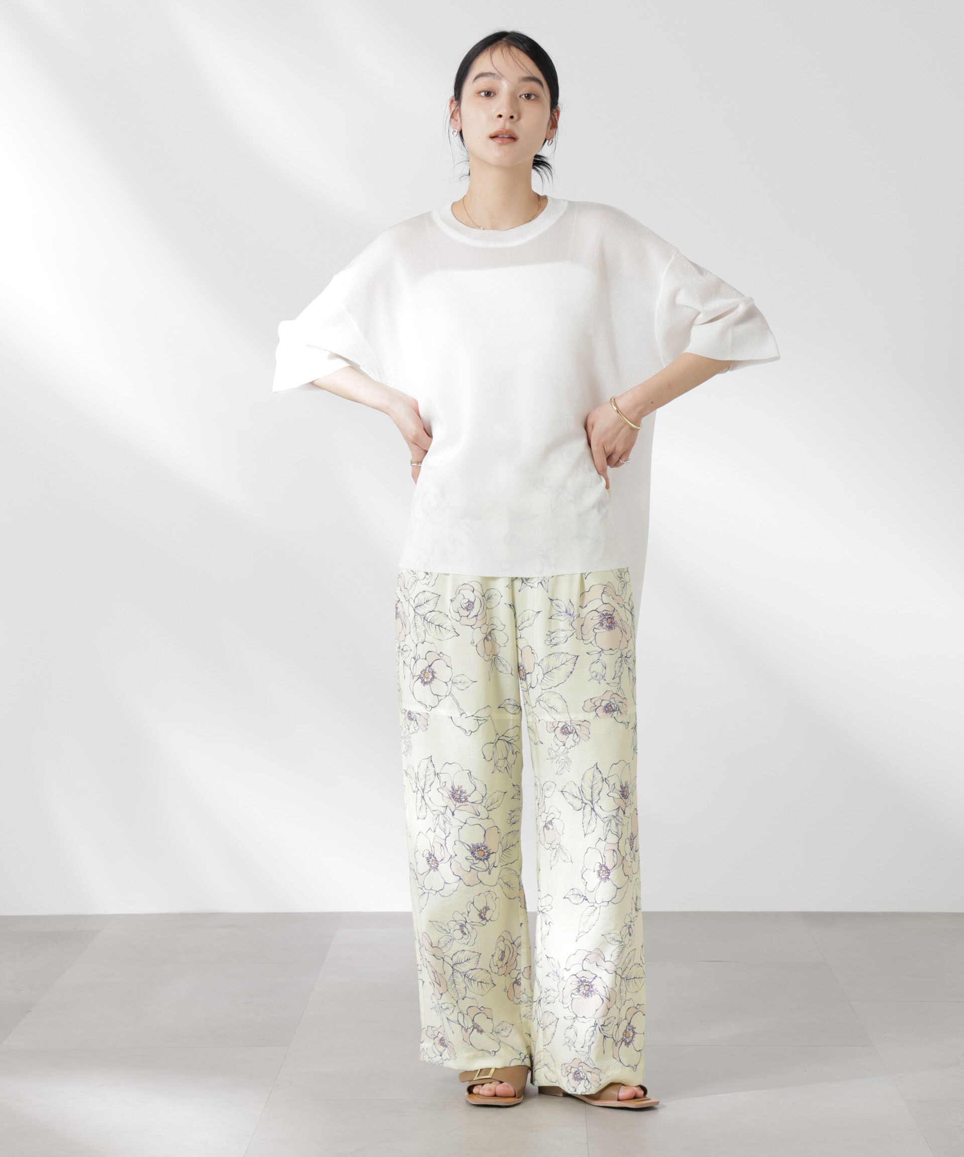 nano･universe「リラックスワイドパンツ」|チノ|