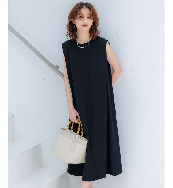 23区「【洗える】ストレッチジョーゼット ワンピース」|ワンピース|ブラック系
