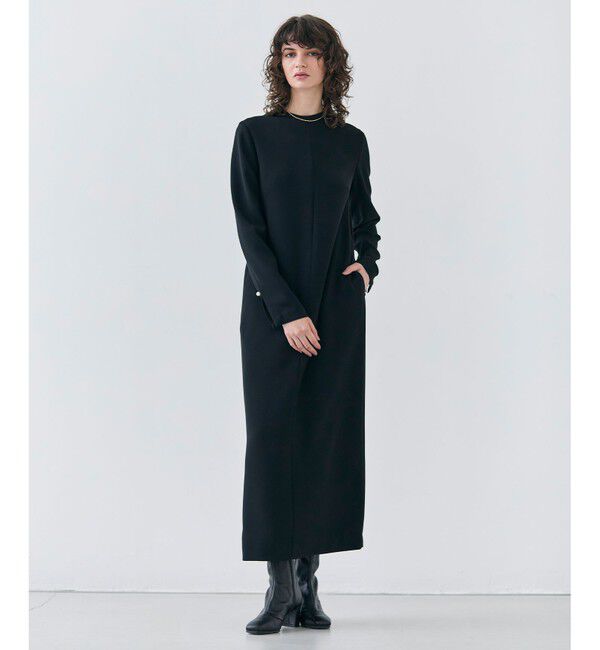 BEIGE,「【洗える】KALMIA / クルーネックIラインロングドレス」|ワンピース|