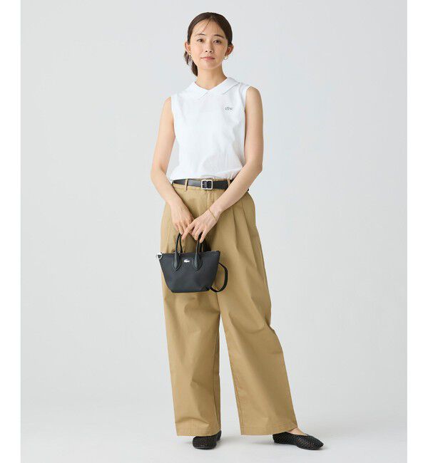 LACOSTE「コットン鹿の子 メッシュカラー バックボタンノースリーブポロシャツ」|ポロシャツ|