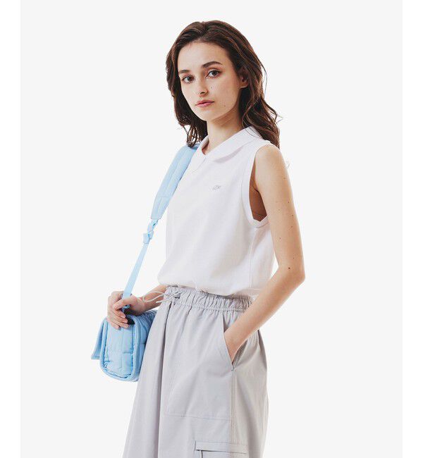 LACOSTE「コットン鹿の子 メッシュカラー バックボタンノースリーブポロシャツ」|ポロシャツ|