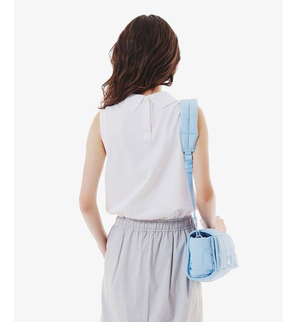 LACOSTE「コットン鹿の子 メッシュカラー バックボタンノースリーブポロシャツ」|ポロシャツ|