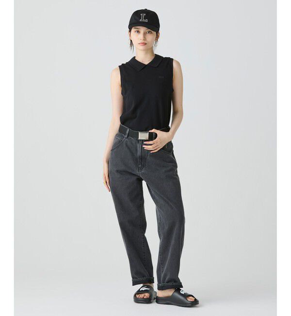 LACOSTE「コットン鹿の子 メッシュカラー バックボタンノースリーブポロシャツ」|ポロシャツ|