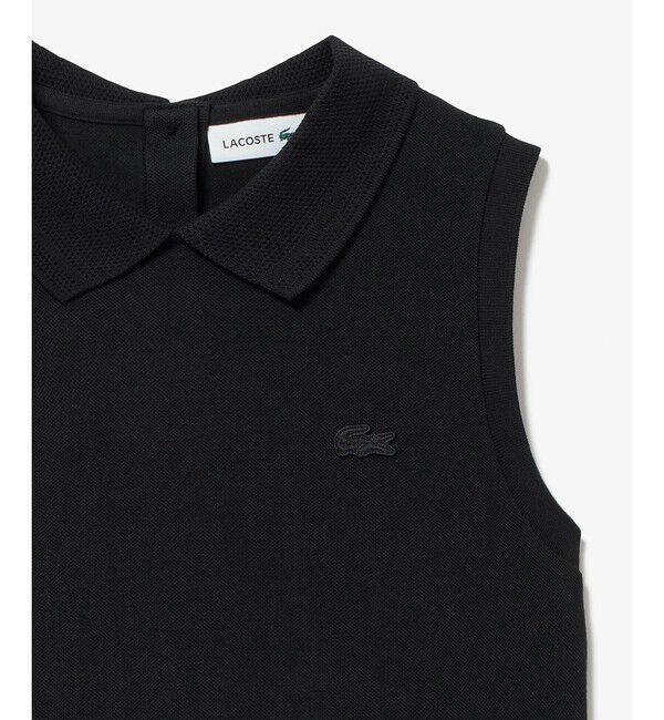 LACOSTE「コットン鹿の子 メッシュカラー バックボタンノースリーブポロシャツ」|ポロシャツ|