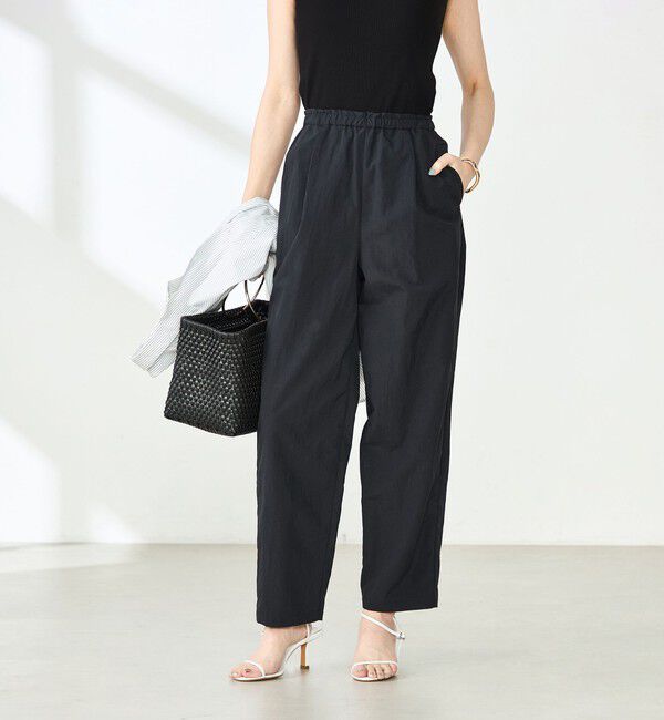 NOLLEY'S「ウォッシャブル多機能ウエストフリルテーパードパンツ」|その他|ブラック
