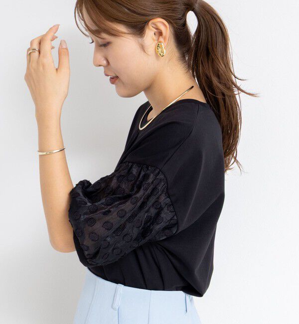NOLLEY'S「ドットシアーパフスリーブカットソー」|Tシャツ・カットソー|