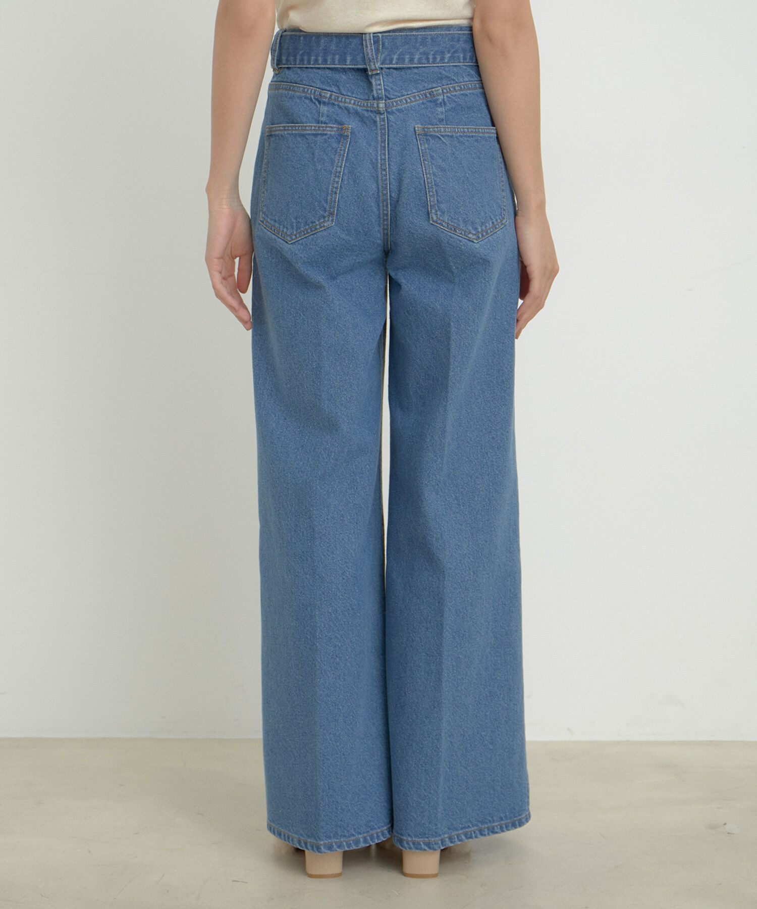 VIS「【洗える】センタープレスワイドデニム」|デニム|