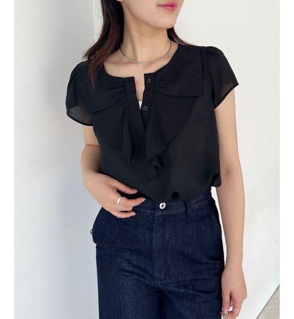 VIS「【WEB限定】【2WAY】リボンモチーフフリルブラウス」|シャツ・ブラウス|