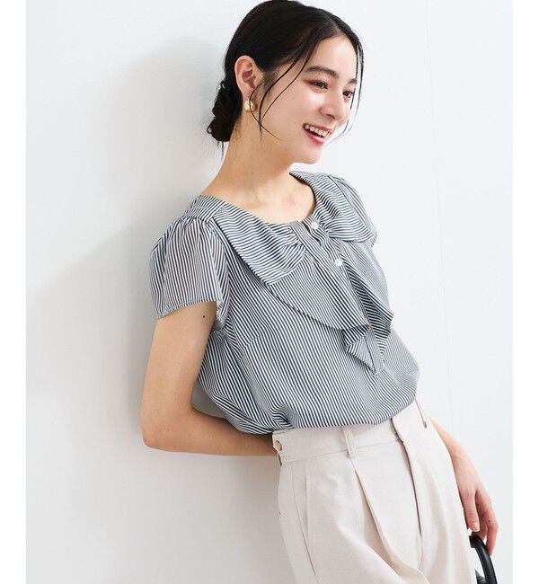 VIS「【WEB限定】【2WAY】リボンモチーフフリルブラウス」|シャツ・ブラウス|ブラック系(02)