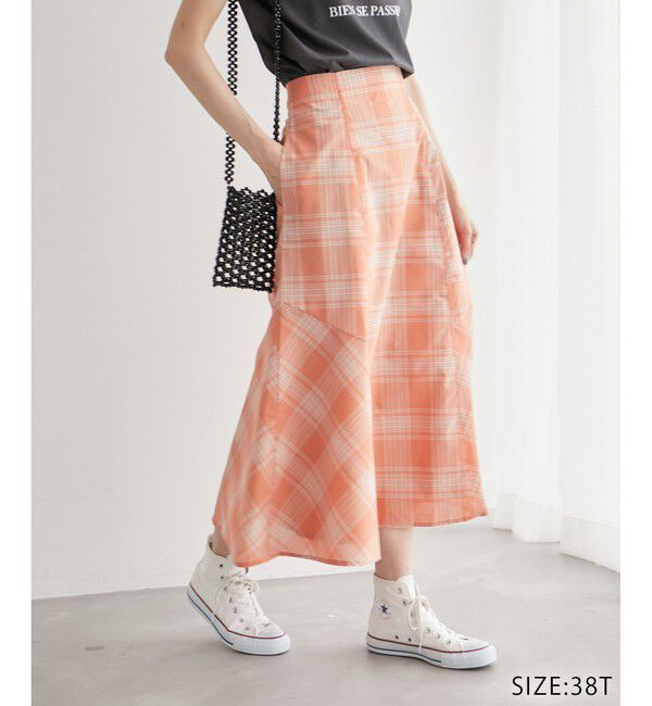 Rope&rsquo;Picnic「チェックボリュームスカート」|スカート|オレンジ(70)
