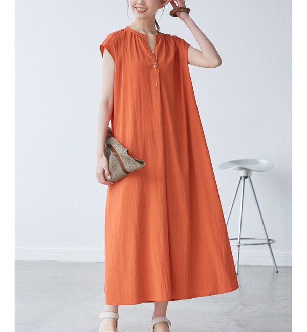 Rope&rsquo;Picnic「リラックススキッパーロングワンピース」|ワンピース|オレンジ(70)