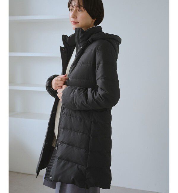 Green Label Relaxingファー付ダウンコート黒40美シルエット UNITED ARROWS green label relaxing（ファー ・ ダウンコート）の